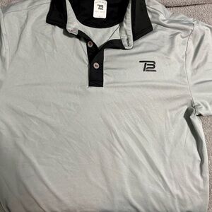 Men's Gray Polo Shirt with Black Collar